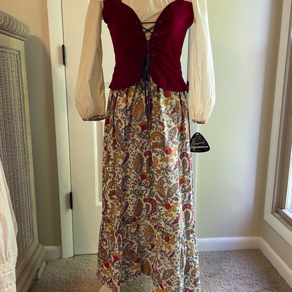 Encore DEADSTOCK Paisley red peplum maxi dress
